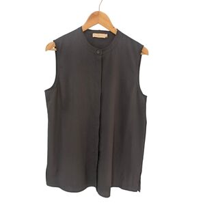 Tory Burch Navy Blue Mandarin Collar Blouse